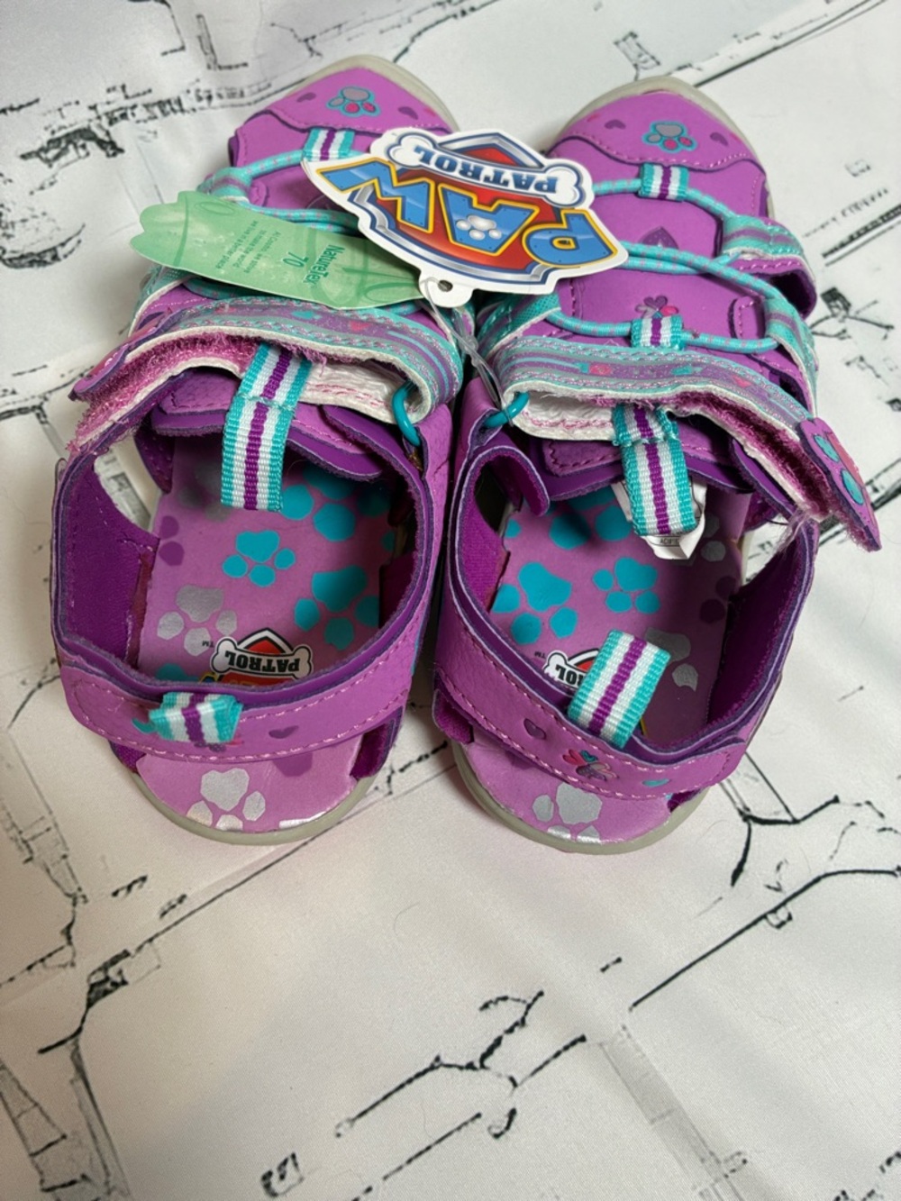Paw Patrol Girls Purple and Teal Sandal-Sneakers size 10 - Picture 3 of 5